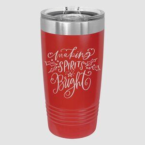 "Making Spirits Bright" Insulated Stainless Steel Travel Mug with Slider Lid